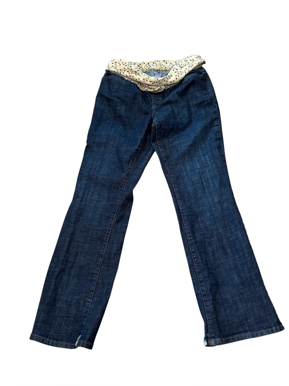 GAP Maternity Jeans with Distressed Hem & Patterned Belly Band with Stretch